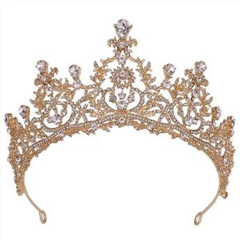 Aksesori Rambut Ikat Kepala Logam Bridal Wedding Crown Zircon Tiara