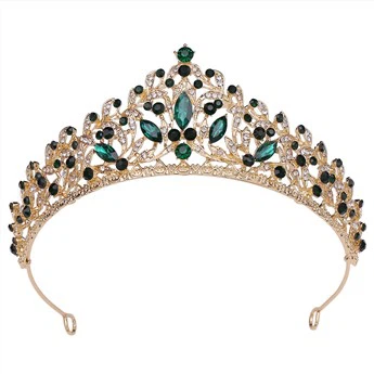Borong Zirconia Tiara Girls Crown Green Tiara