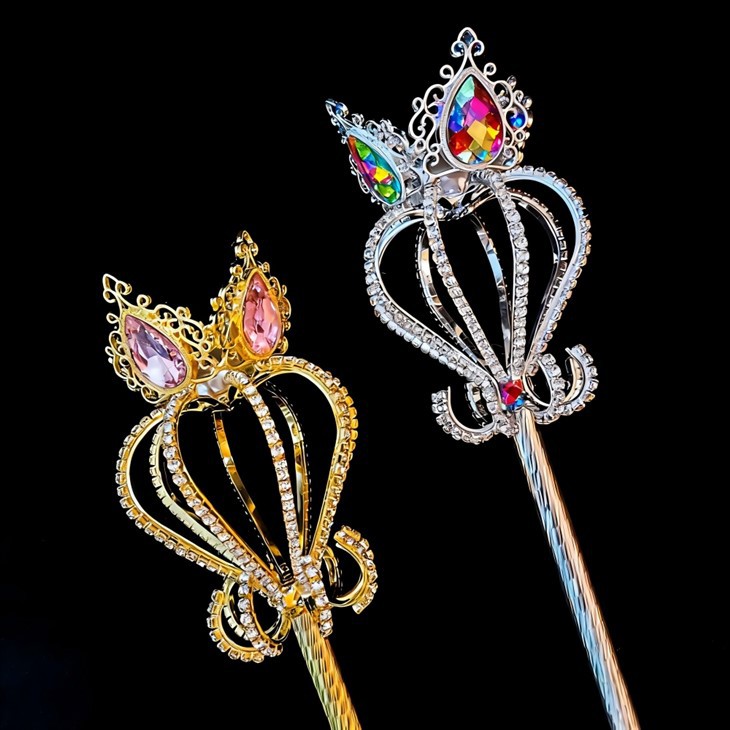 Gold Plated Rhinestone Queen Pageant Crown Scepter For Kids high quality