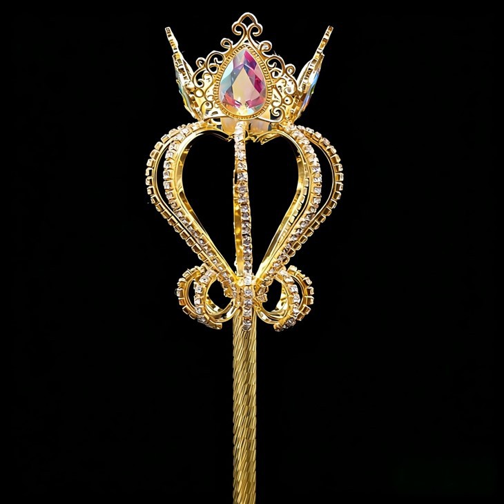 Tongkat Mahkota Ratu Ratu Berlian Imitasi Saduran Emas Untuk Kanak-kanak